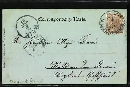 Mondschein-AK Wien, Ansicht vom K. u. K. Hofburgtheater