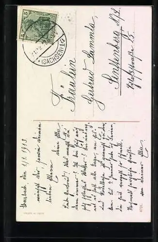 AK Kinder mit Geldsäcken sitzen auf einem Schlitten