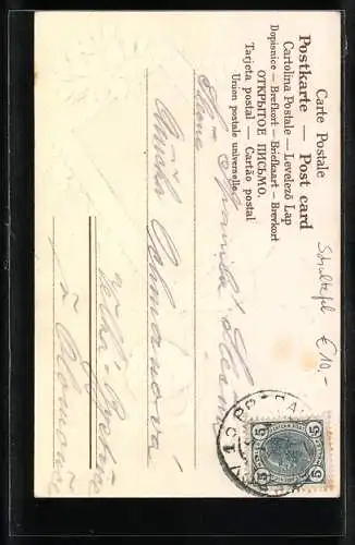 AK Junge mit Kleeblättern auf der Tafel, Neujahrsgruss