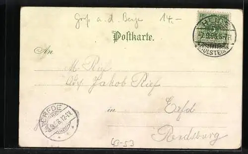 Lithographie Tanzendes Paar in bayrischer Tracht