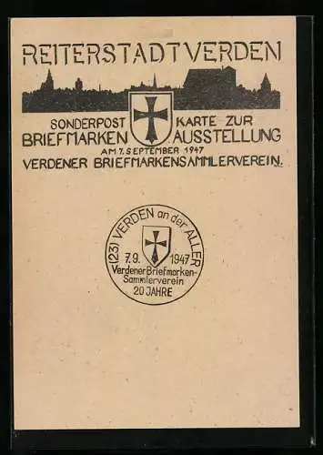 AK Verden, Briefmarkenausstellung 1947, Stadtsilhouette