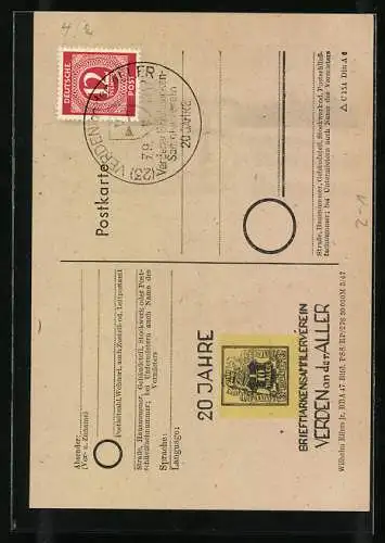 AK Verden, Briefmarkenausstellung 1947, Stadtsilhouette
