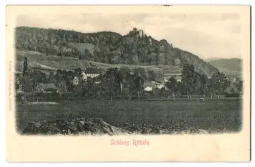 Relief-AK Rötteln, Ortsansicht gegen das Schloss
