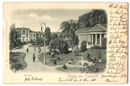 Relief-AK Cannstatt, Kursaal und Park im Sonnenschein