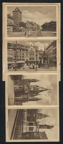 Leporello-AK Mainz, Kaiserbrücke, Museum, Stadthalle, Gutenbergplatz, Dampfer