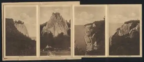 Leporello-AK Binz /Rügen, Strand und Kurhaus, Sassnitz, Fährschiff, Königsstuhl