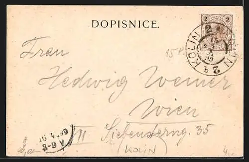 AK Kolin, Ortspanorama aus der Vogelschau