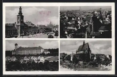 AK Schlan / Slany, Marktplatz mit Rathaus, Panorama