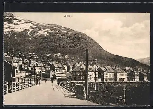 AK Narvik, Die Ortschaft am Fuss des Berges