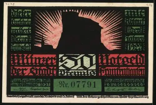 Notgeld Frankenhausen 1921, 50 Pfennig, Thomas Münzer sammelt die aufständischen Bauern