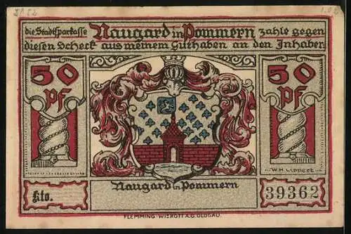 Notgeld Naugard in Pommern, 50 Pfennig, Das alte Rathaus