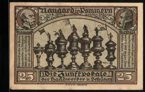 Notgeld Naugard in Pommern, 25 Pfennig, Die Zunftpokale