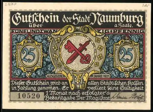 Notgeld Naumburg a. Saale 1921, 25 Pfennig, Das Wenzelsthor