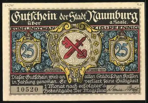 Notgeld Naumburg a. Saale 1921, 25 Pfennig, Das Salzthor