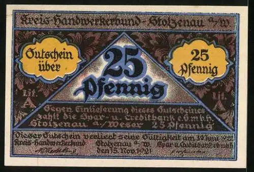 Notgeld Stolzenau a. W. 1921, 25 Pfennig, Ein alter Lederbearbeiter