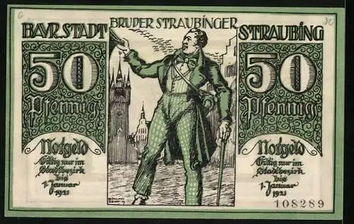 Notgeld Straubing 1919, 50 Pfennig, Bruder Straubinger