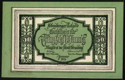 Notgeld Straubing 1919, 50 Pfennig, Der Bruder Straubing