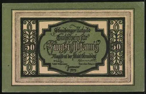 Notgeld Straubing 1919, 50 Pfennig, Der Bruder Straubinger