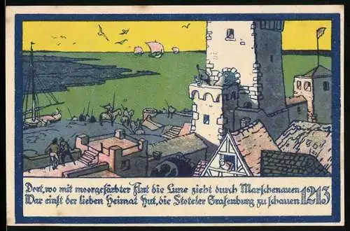 Notgeld Stotel 1921, 25 Pfennig, Ortsansicht von 1213