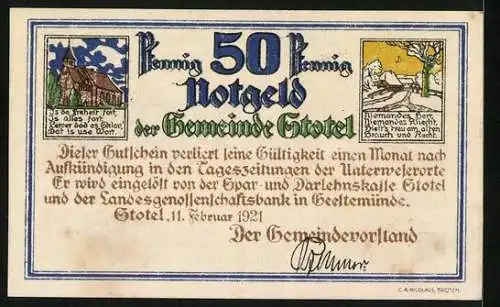 Notgeld Stotel 1921, 50 Pfennig, Kunigund schliesst mit Oldenburg den Liebesbund