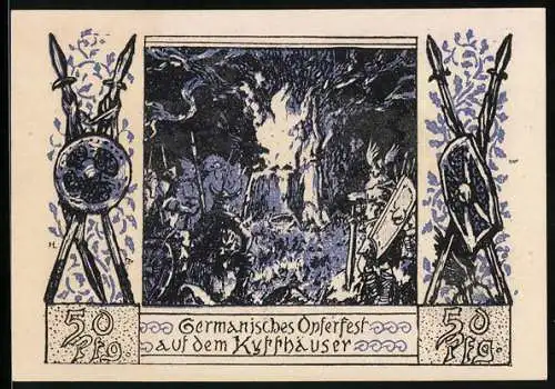 Notgeld Frankenhausen a. Kyffh. 1921, 50 Pfennig, Germanisches Opferfest