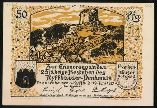 Notgeld Frankenhausen a. Kyffh. 1921, 50 Pfennig, Huldigung der deutschen Flieger