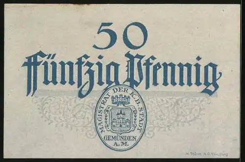 Notgeld Gemünden a. M., 50 Pfennig, Kontroll-Nr. 27081