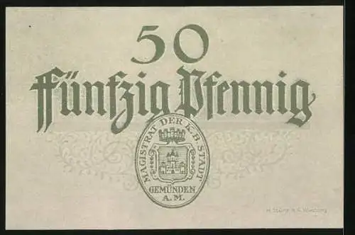 Notgeld Gemünden a. M., 50 Pfennig, Kontroll-Nr. 72712