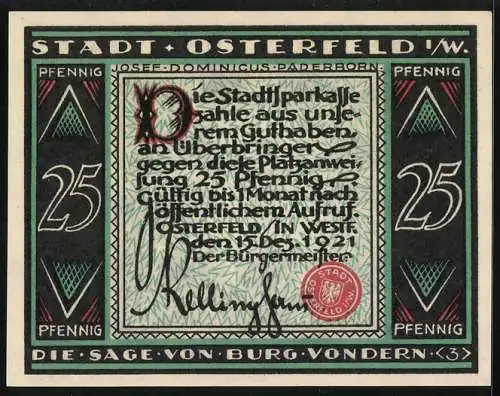 Notgeld Osterfeld i. W. 1921, 25 Pfennig, Die Sage von der Burg Vondern 3