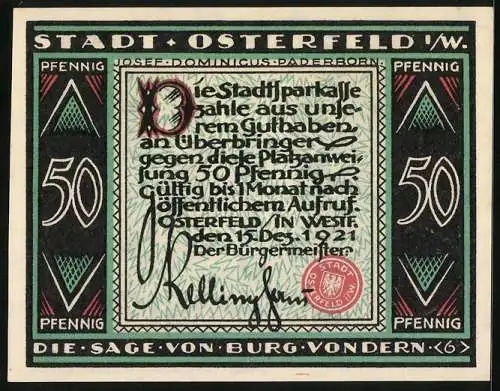 Notgeld Osterfeld i. W. 1921, 50 Pfennig, Die Sage von der Burg Vondern 6