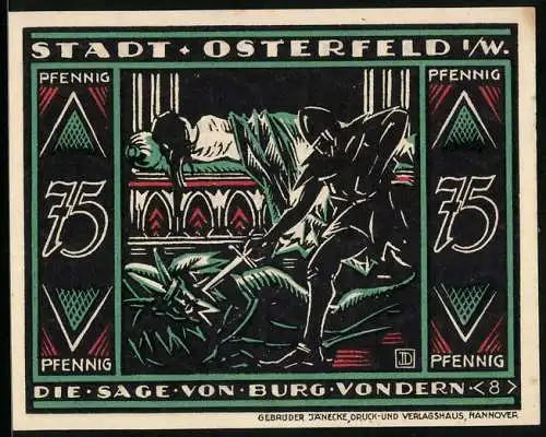 Notgeld Osterfeld i. W. 1921, 75 Pfennig, Die Sage von der Burg Vondern 8