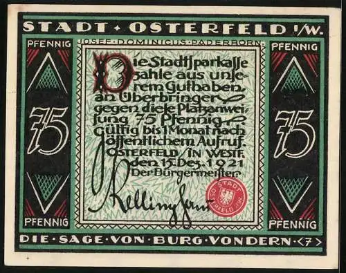 Notgeld Osterfeld i. W. 1921, 75 Pfennig, Die Sage von der Burg Vondern 7