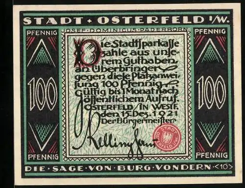 Notgeld Osterfeld i. W. 1921, 100 Pfennig, Die Sage von der Burg Vondern 10