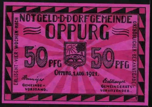 Notgeld Oppurg 1921, 50 Pfennig, Im 16. Jahrhundert erbauter Türkenhof