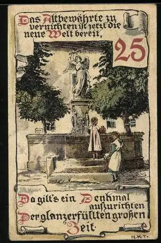 Notgeld Buttstädt, 25 Pfennig, Wappen und Denkmal