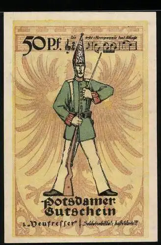 Notgeld Potsdam 1921, 50 Pfennig, Heufresser in Uniform