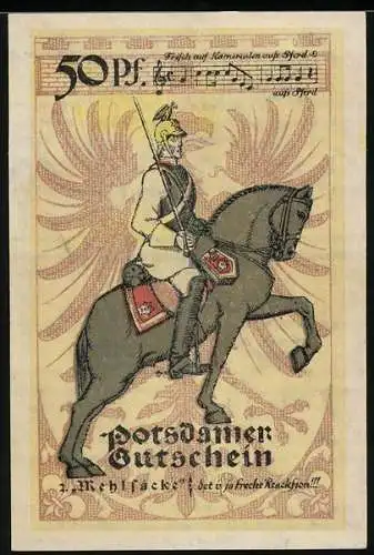 Notgeld Potsdam 1921, 50 Pfennig, Soldat zu Pferd
