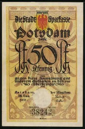 Notgeld Potsdam 1921, 50 Pfennig, Soldat zu Pferd