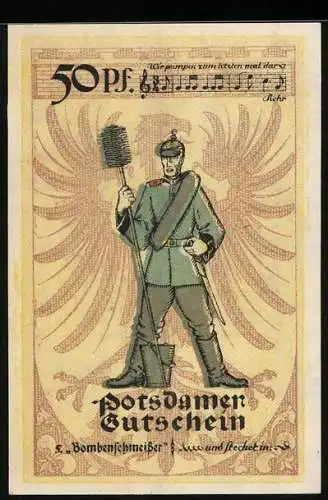 Notgeld Potsdam 1921, 50 Pfennig, Bombenschmeisser in Uniform