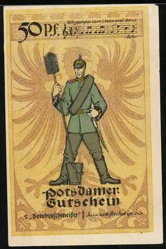 Notgeld Potsdam 1921, 50 Pfennig, Bombenschmeisser in Uniform