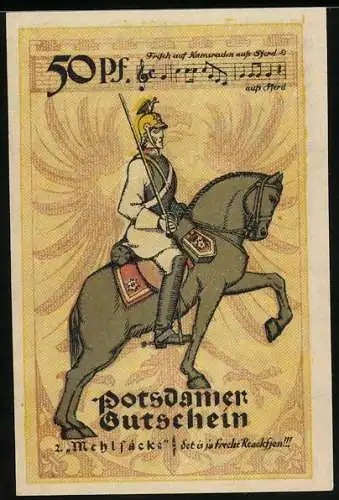 Notgeld Potsdam 1921, 50 Pfennig, Mehlsack zu Pferd