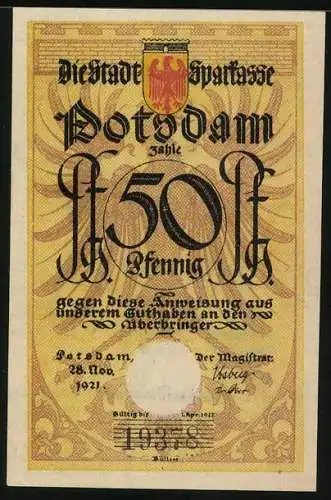 Notgeld Potsdam 1921, 50 Pfennig, Mehlsack zu Pferd
