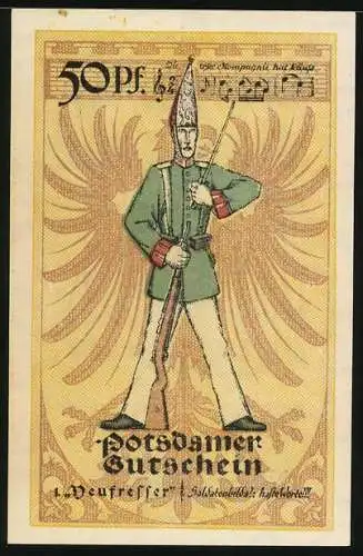 Notgeld Potsdam 1921, 50 Pfennig, Heufresser in Uniform