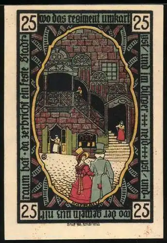 Notgeld Pössneck, 25 Pfennig, Historische Strassenpartie