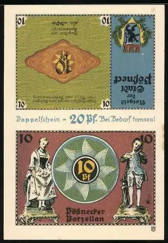 Notgeld Pössneck, 20 Pfennig, Porzellanherstellung und Porzellanfiguren