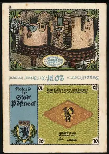 Notgeld Pössneck, 20 Pfennig, Porzellanfiguren und Porzellanherstellung