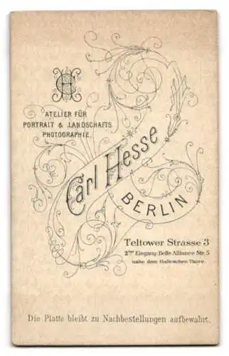 Fotografie Carl Hesse, Berlin, Teltower Str. 3, 2ter Eingang: Belle Alliance-Str. 5, Bürgerlicher Herr mit Vollbart