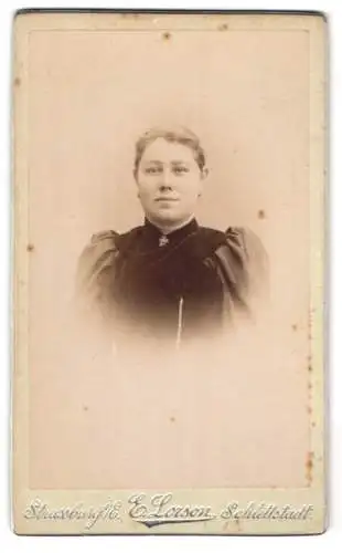 Fotografie Emile Lorson, Strasbourg, Meisengasse 2, Junge Dame im Kleid mit Puffärmeln