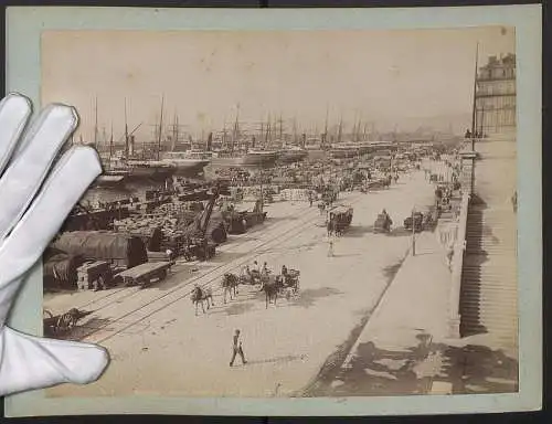 Fotografie Neurdein Freres, Paris, Ansicht Marseille, Quai et Bassin de la Joliette, Rückseite Fort Saint-Jean