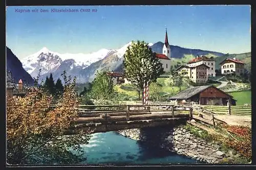 AK Kaprun, Ortsansicht mit dem Kitzsteinhorn